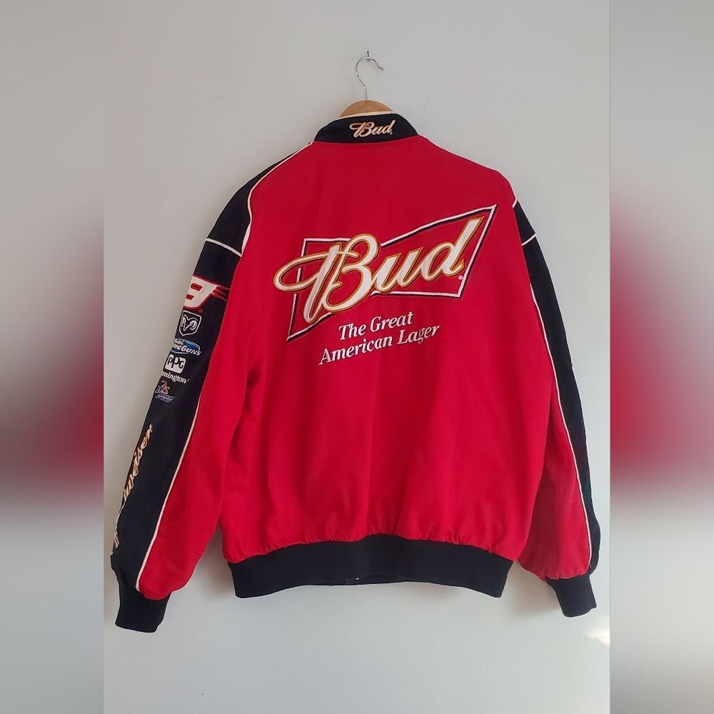 Budweiser JH Design Vintage Red Racing Jacket Size Large - Picture 8 of 9